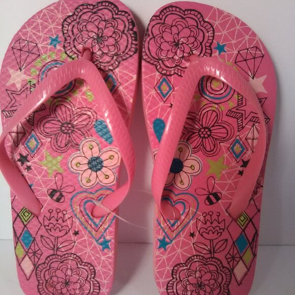 Juncture Kids/Girls Flip Flop Sandals Color Pink Floral Design Size M 13/1 NWOT - Picture 6 of 6